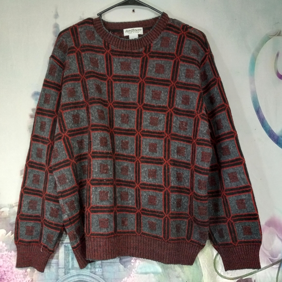 Norm Thompson Other - Vintage Norm Thompson Merino Wool Blend Grand core Windowpane Sweater Me…
